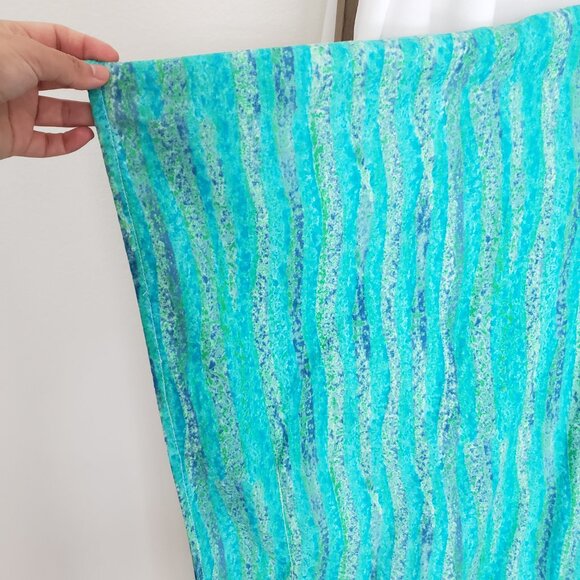 Woman Blue Green Multicolor Scoop Neck Long Dress - Picture 6 of 11